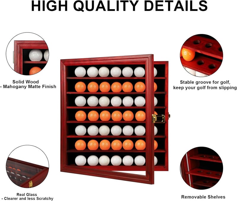KCRasan Golf Ball Display Case - Wall Mounted Holder with Glass Door, Ideal Gift for Golf Enthusiasts - Image 3